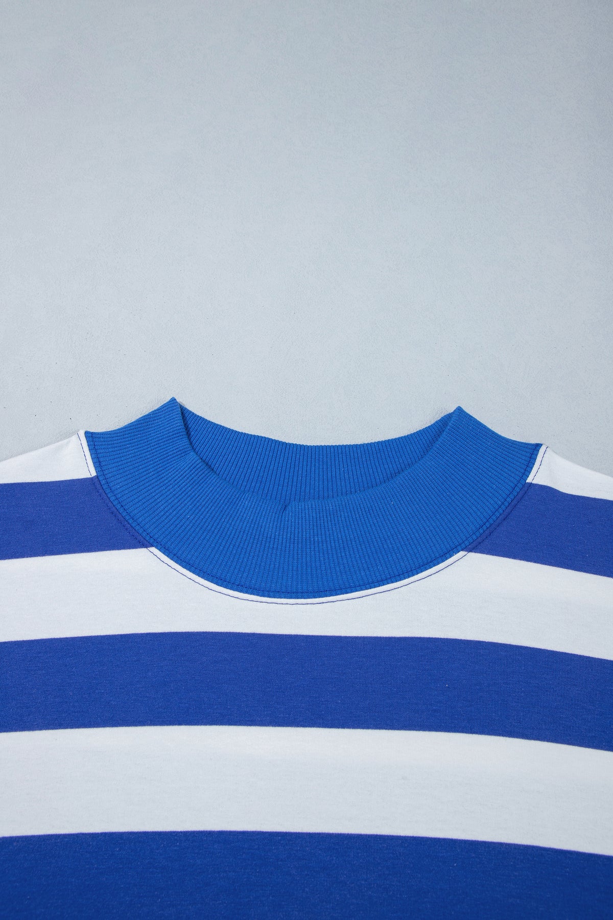 Orange Stripe Ribbed Trim Stand Neck Dropped Shoulder Plus Size Sweatshirt-Plus Size/Plus Size Sweatshirts & Hoodies-[Adult]-[Female]-2022 Online Blue Zone Planet