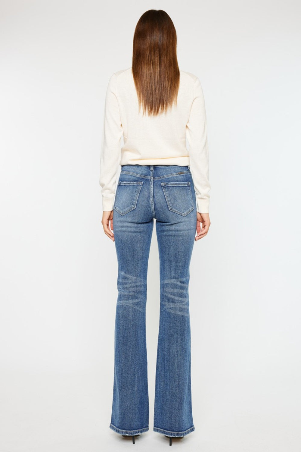 Kancan Cat's Whiskers High Waist Flare Jeans-BOTTOMS SIZES SMALL MEDIUM LARGE-[Adult]-[Female]-2022 Online Blue Zone Planet