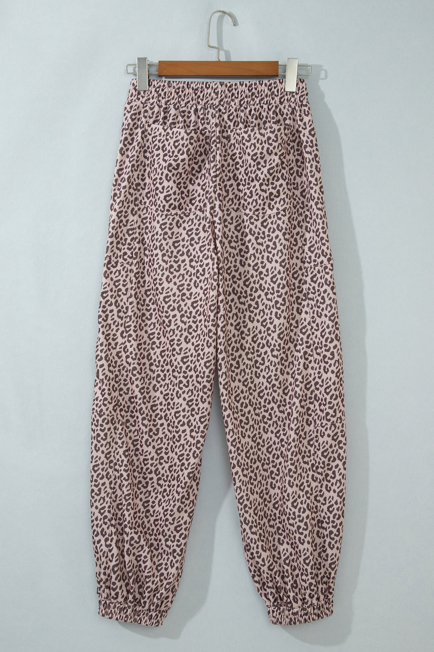 Khaki Leopard Print Elastic Waist Ankle Length Pants-Bottoms/Pants & Culotte-[Adult]-[Female]-2022 Online Blue Zone Planet