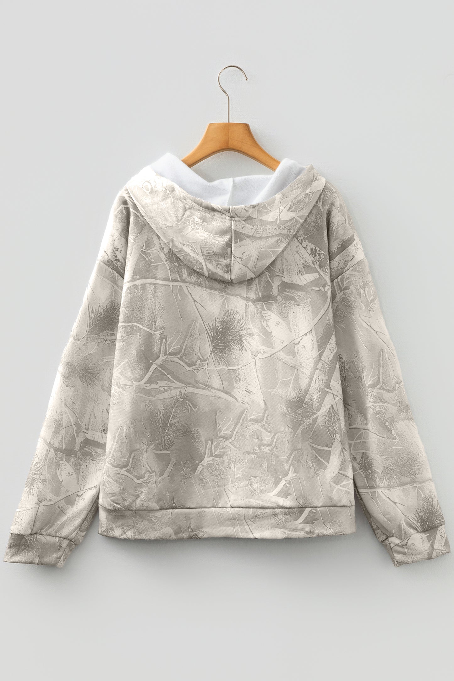 Beige Camouflage Woodland Print Oversized Sporty Hoodie-Tops / Dresses-[Adult]-[Female]-2022 Online Blue Zone Planet