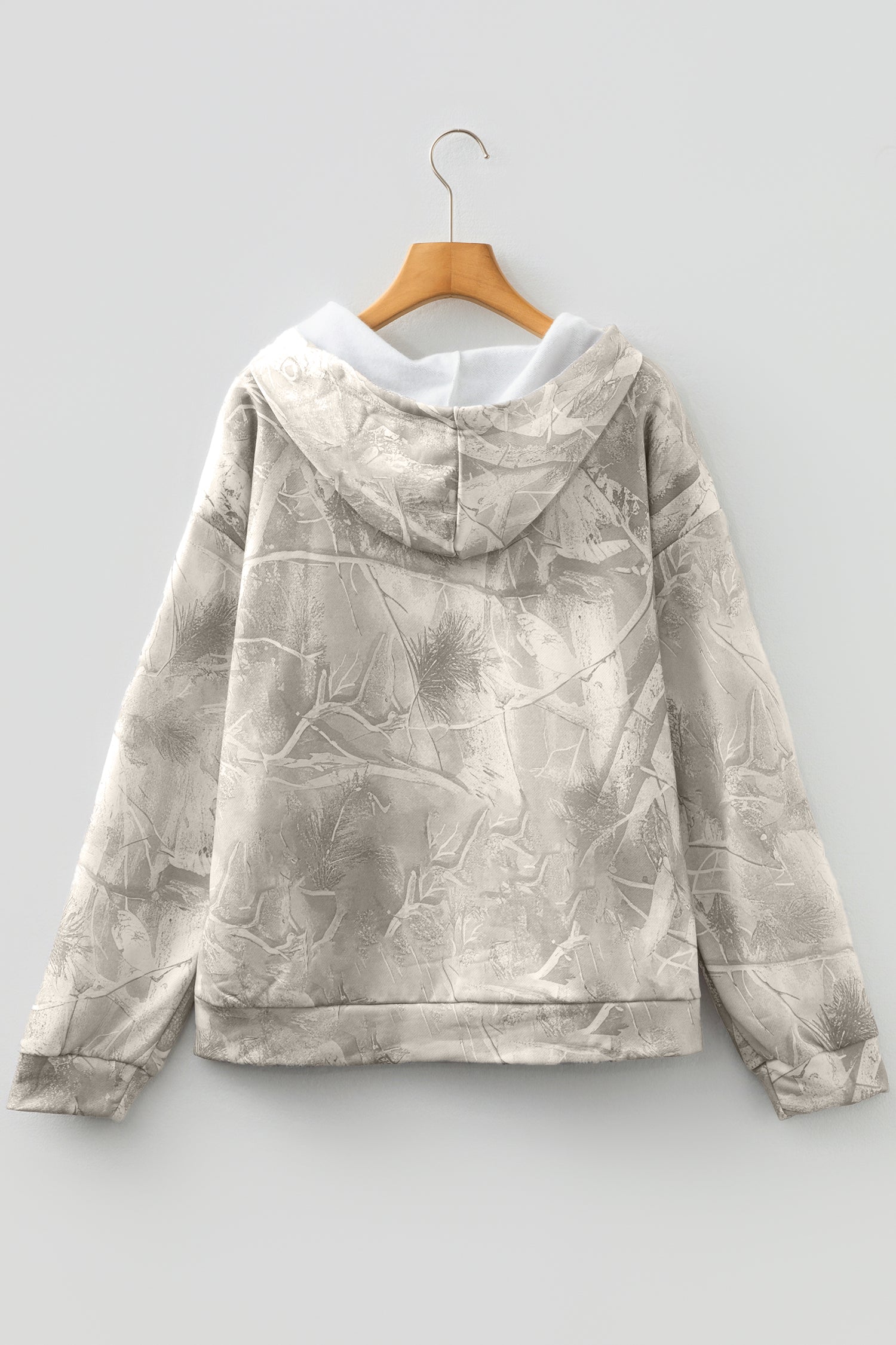 Beige Camouflage Woodland Print Oversized Sporty Hoodie-Tops / Dresses-[Adult]-[Female]-2022 Online Blue Zone Planet