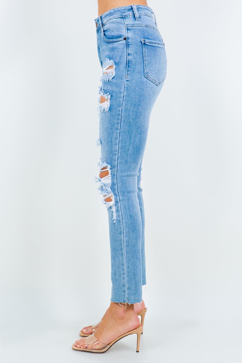 Blue Zone Planet | American Bazi High Waist Destroyed Jeans-TOPS / DRESSES-[Adult]-[Female]-2022 Online Blue Zone Planet