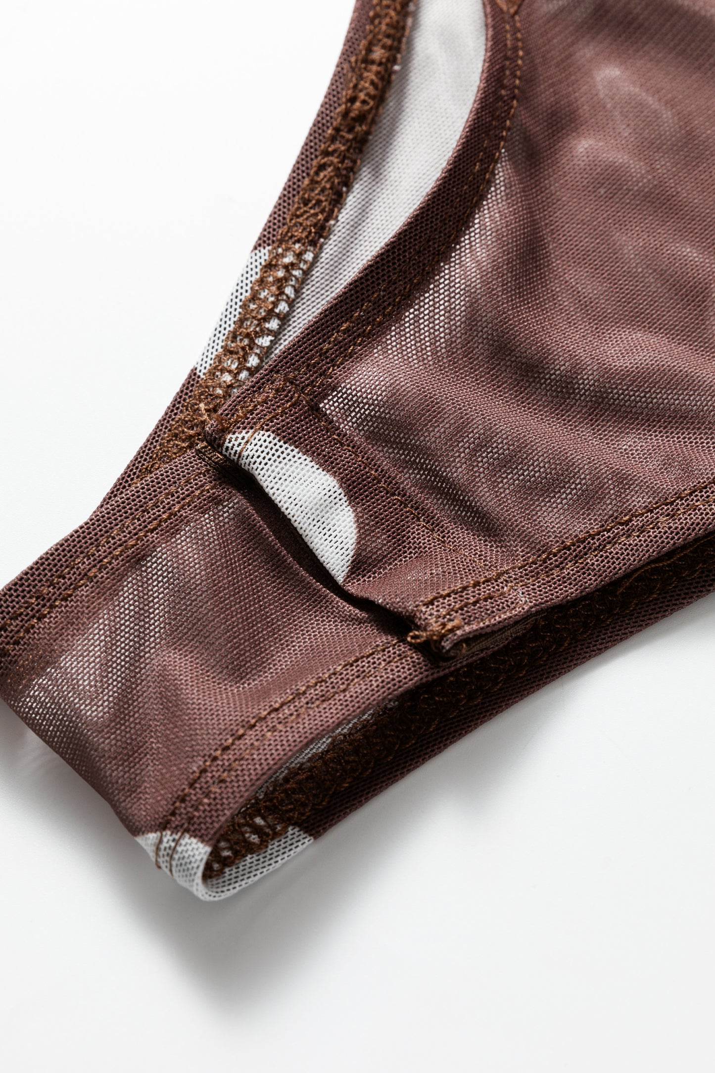 Brown Vintage Polka Dot Print Mesh Long Sleeve Bodysuit-Tops/Bodysuits-[Adult]-[Female]-2022 Online Blue Zone Planet