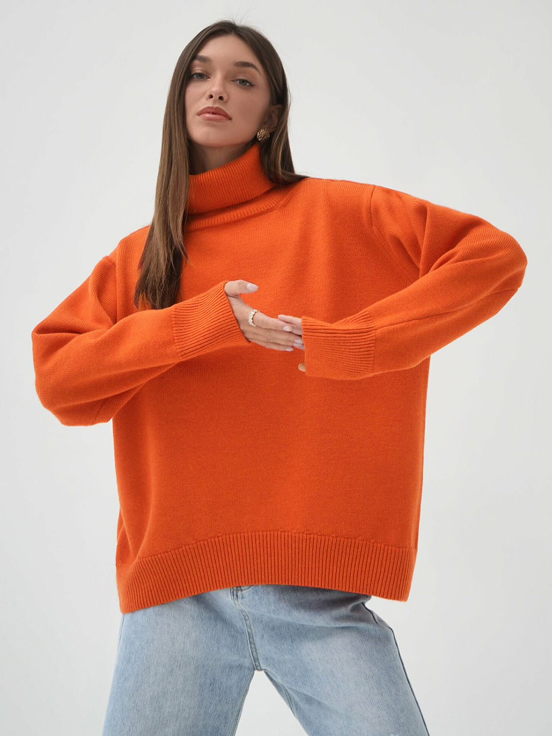 Turtleneck Long Sleeve Sweater-TOPS / DRESSES-[Adult]-[Female]-2022 Online Blue Zone Planet