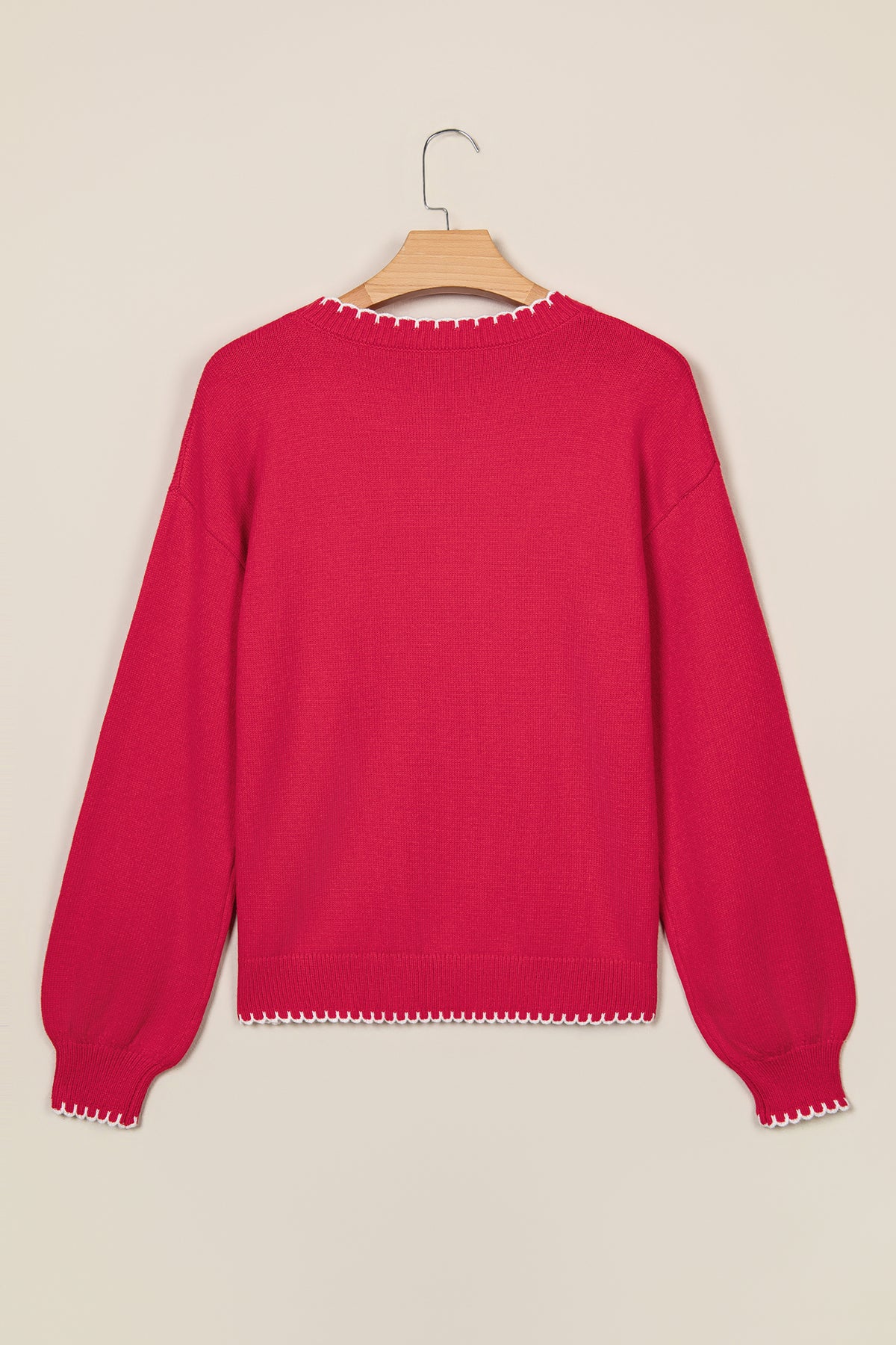 Racing Red Stitched Detail Christmas Tree Holiday Casual Sweater-TOPS / DRESSES-[Adult]-[Female]-2022 Online Blue Zone Planet