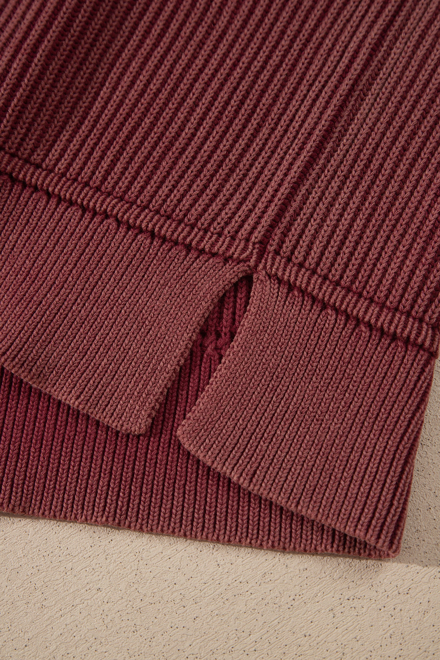 Red Dahlia Drop Shoulder High Neck Ribbed Sweater-Sweaters & Cardigans/Sweaters-[Adult]-[Female]-2022 Online Blue Zone Planet