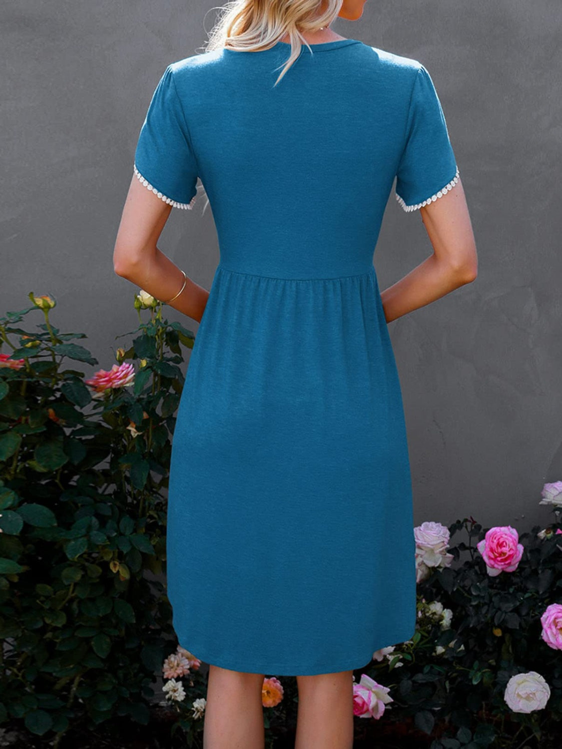 Blue Zone Planet | Round Neck Petal Sleeve Dress-TOPS / DRESSES-[Adult]-[Female]-2022 Online Blue Zone Planet