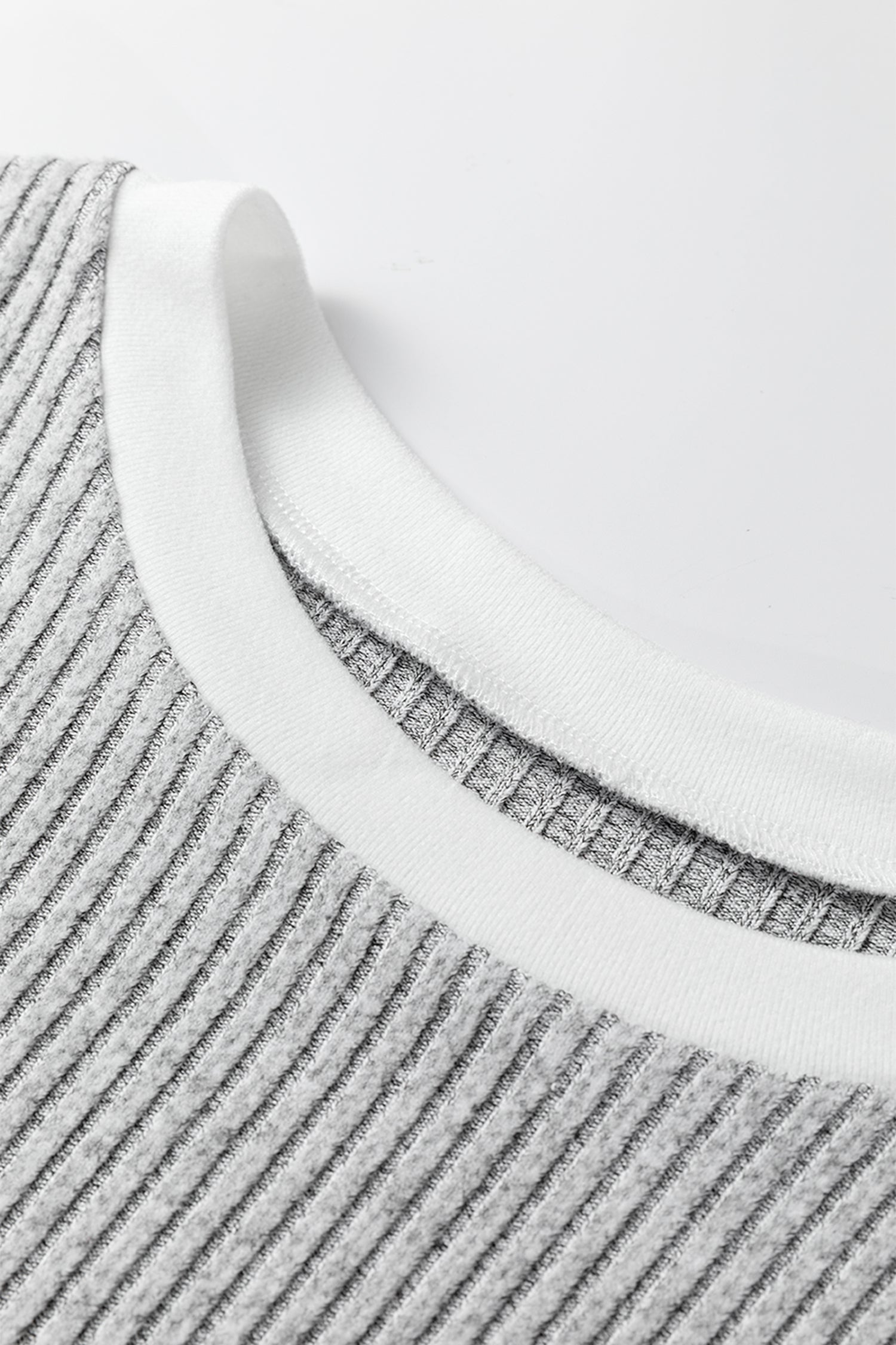 Gray Leopard Print Colorblock Patchwork Ribbed Knit Top-Tops/Long Sleeve Tops-[Adult]-[Female]-2022 Online Blue Zone Planet