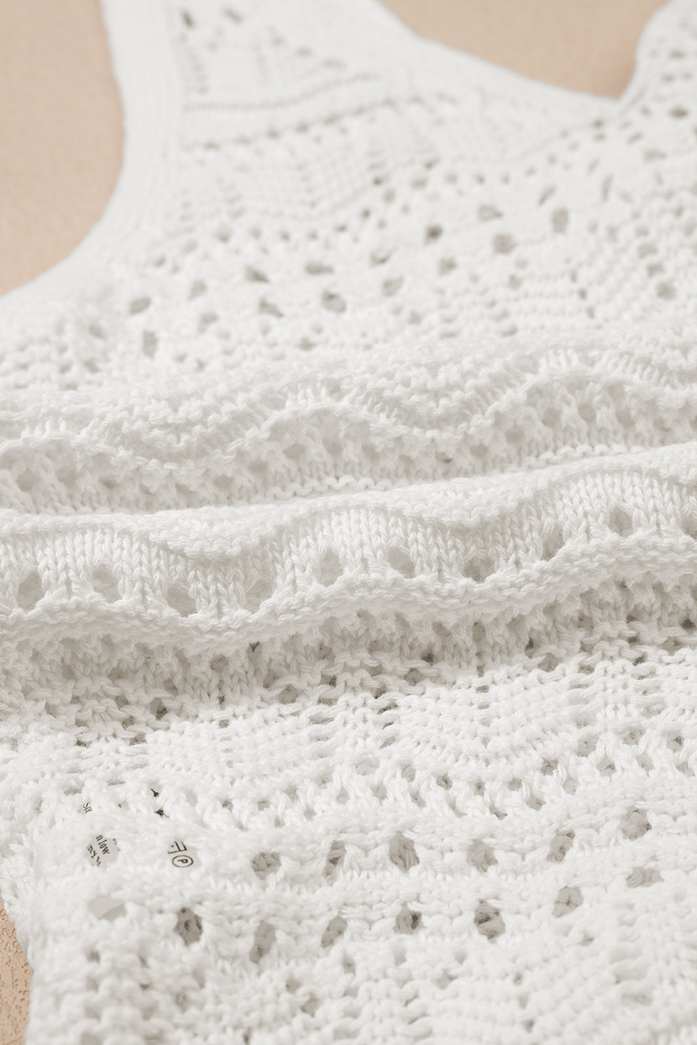 Beige Trendy Hollowed Knit V Neck Drawstring Sweater Vest-TOPS / DRESSES-[Adult]-[Female]-2022 Online Blue Zone Planet