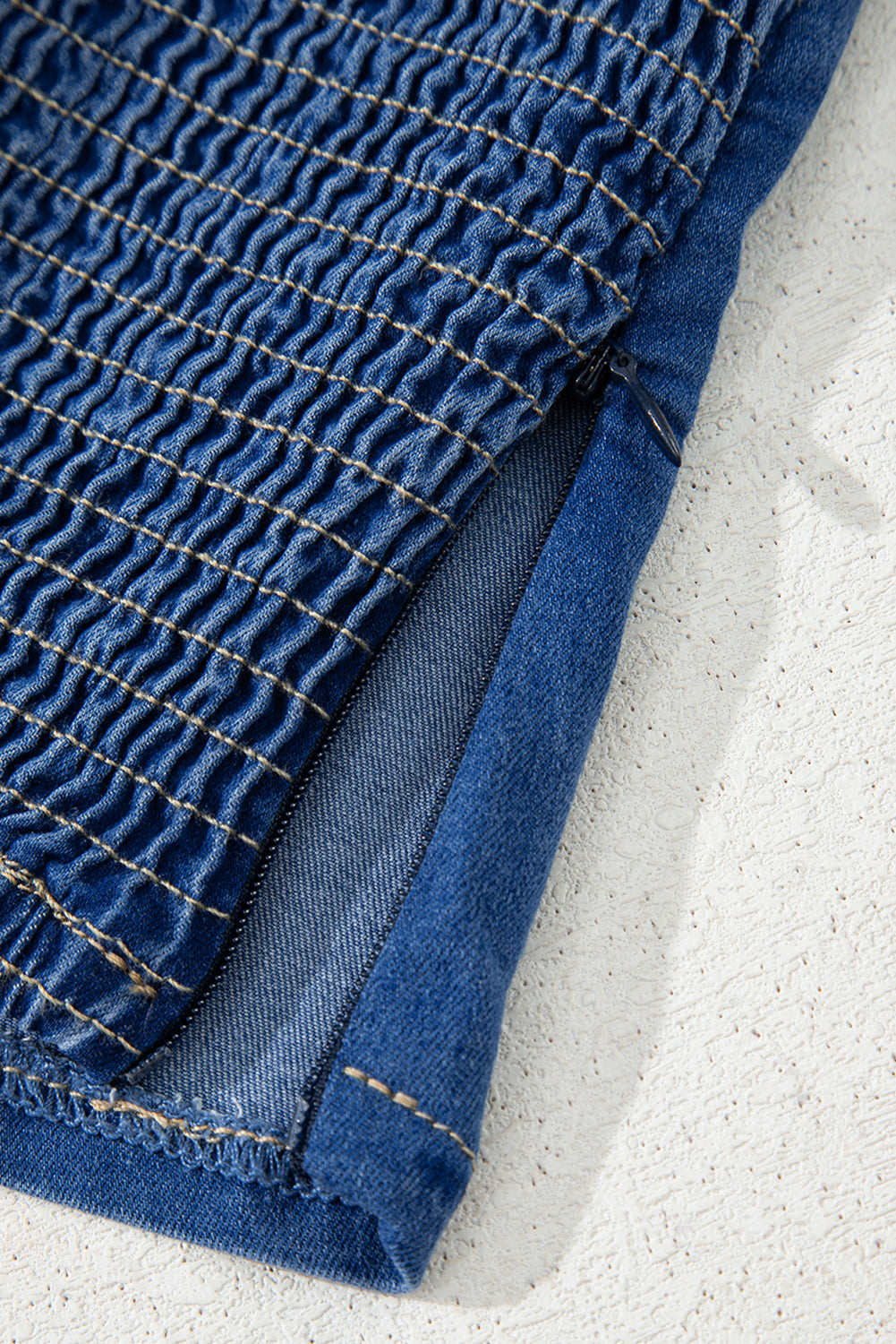 Sail Blue Vintage Bow Front Smocked Back Denim Tube Top-Tops/Tank Tops-[Adult]-[Female]-2022 Online Blue Zone Planet