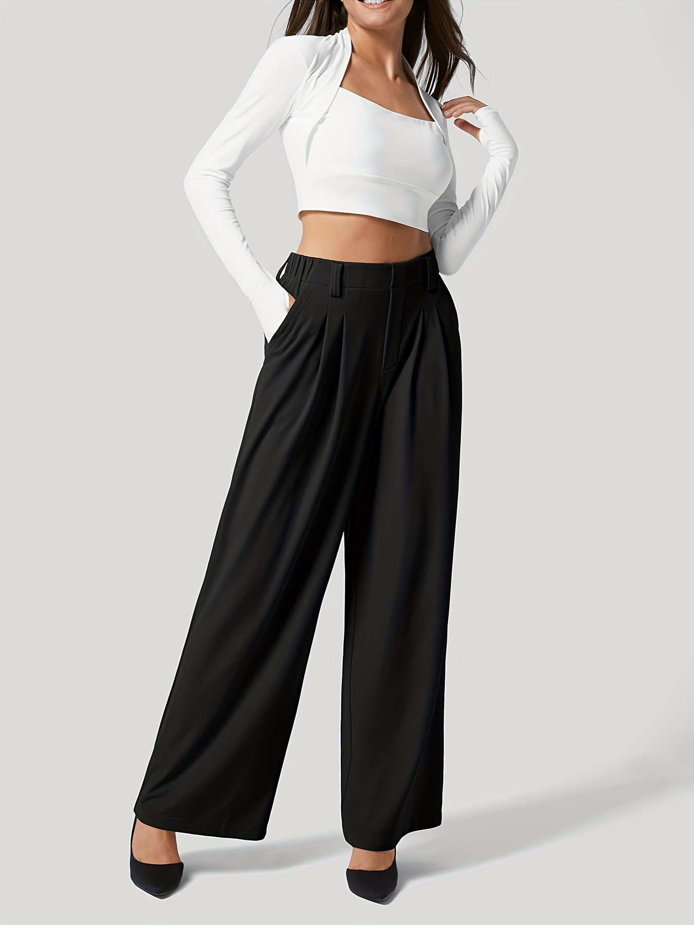 Blue Zone Planet | Wide Leg Pants with Pockets-BOTTOMS SIZES SMALL MEDIUM LARGE-[Adult]-[Female]-Black-XS-2022 Online Blue Zone Planet