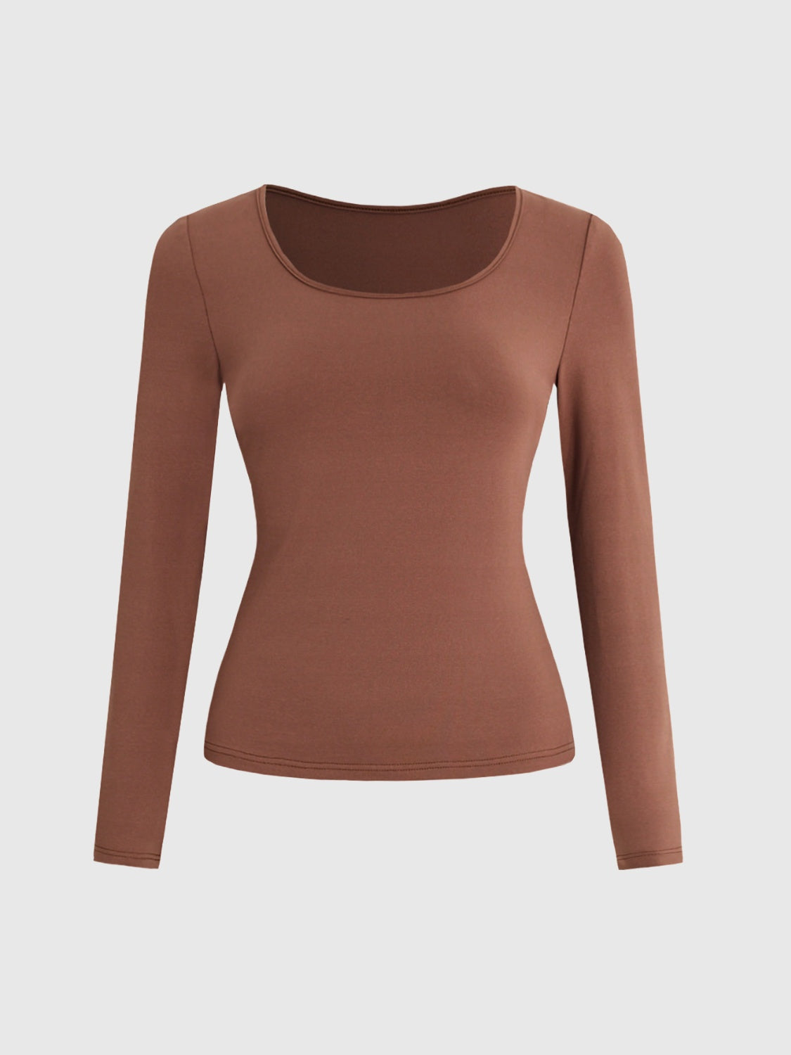 Blue Zone Planet | Round Neck Long Sleeve T-Shirt-TOPS / DRESSES-[Adult]-[Female]-Caramel-S-2022 Online Blue Zone Planet