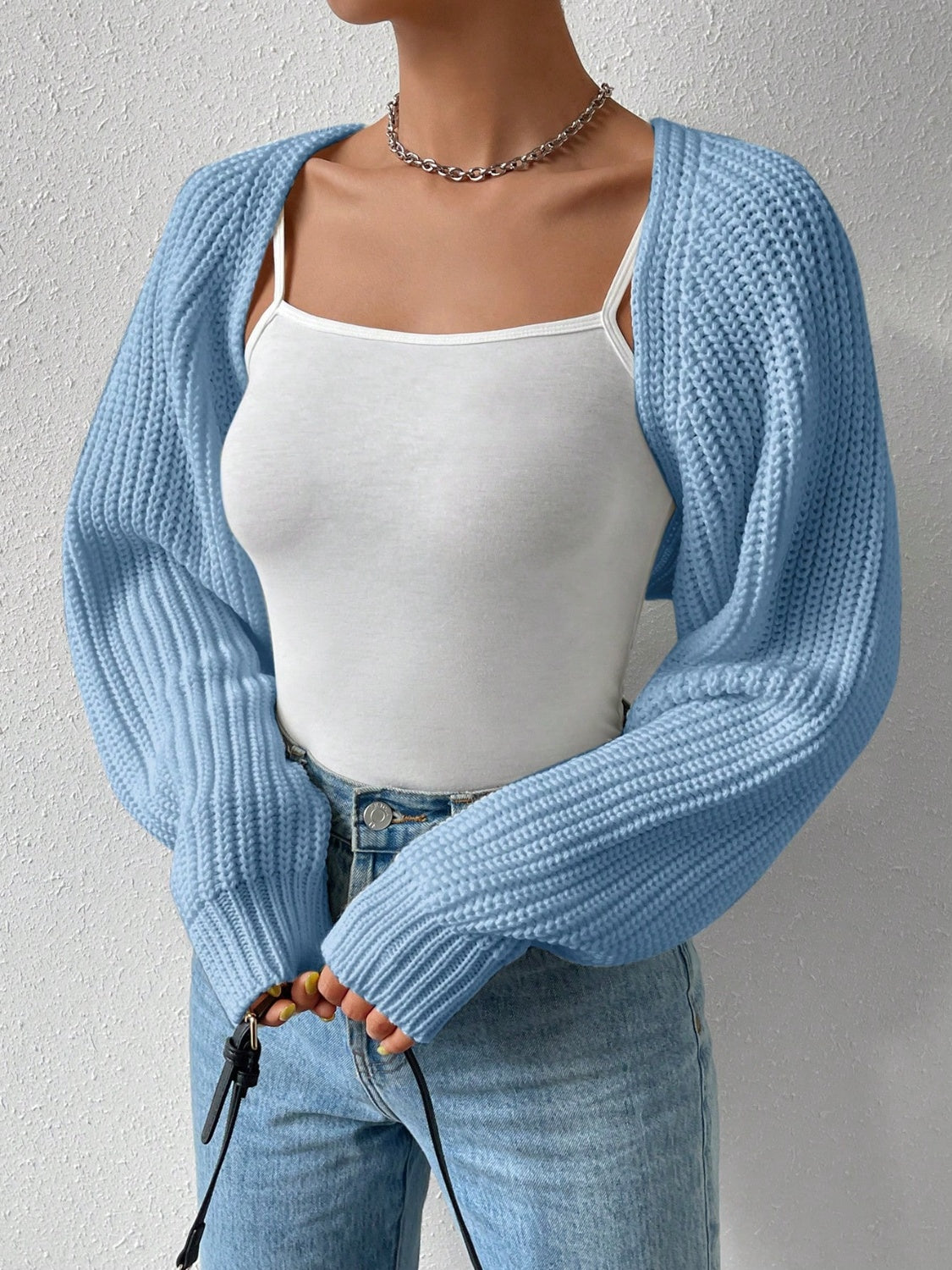 Honey Open Front Long Sleeve Cropped Cardigan-TOPS / DRESSES-[Adult]-[Female]-2022 Online Blue Zone Planet