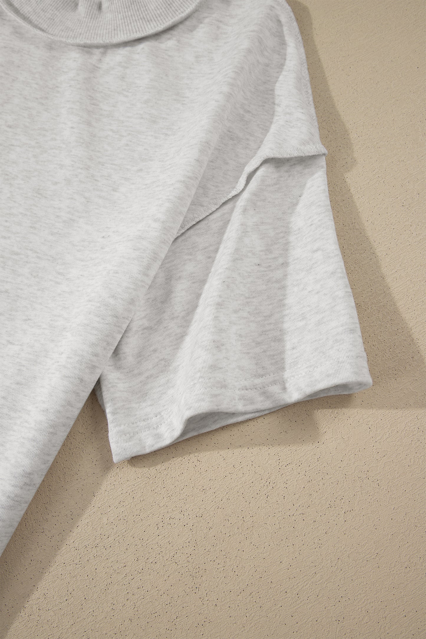 Light Grey Exposed Seam Detail Mock Neck Tee-Tops/Tops & Tees-[Adult]-[Female]-2022 Online Blue Zone Planet