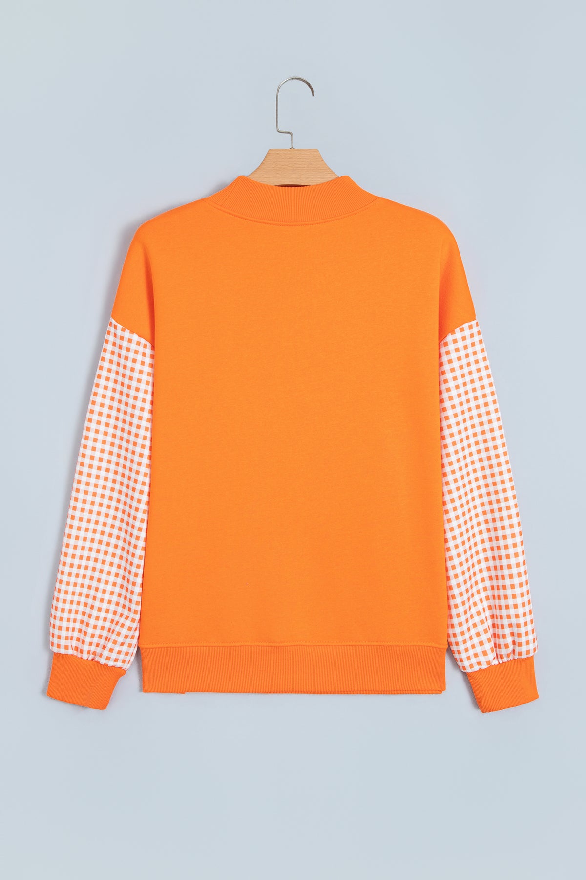 Carrot Gingham Plaid Oversized Pullover Sweatshirt-Tops/Sweatshirts & Hoodies-[Adult]-[Female]-2022 Online Blue Zone Planet
