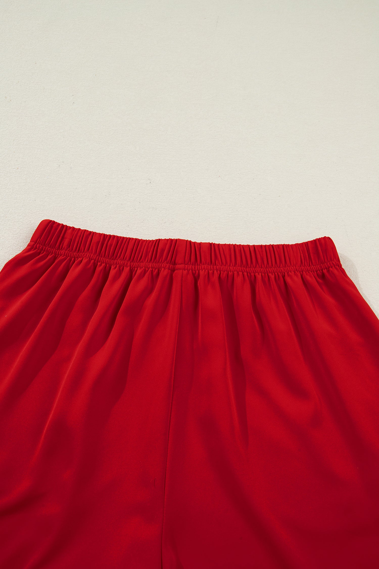 Fiery Red Contrast Trim Ribbon Bow Short Silky 2pcs Pajama Set-Loungewear & Sleepwear/Sleepwear-[Adult]-[Female]-2022 Online Blue Zone Planet