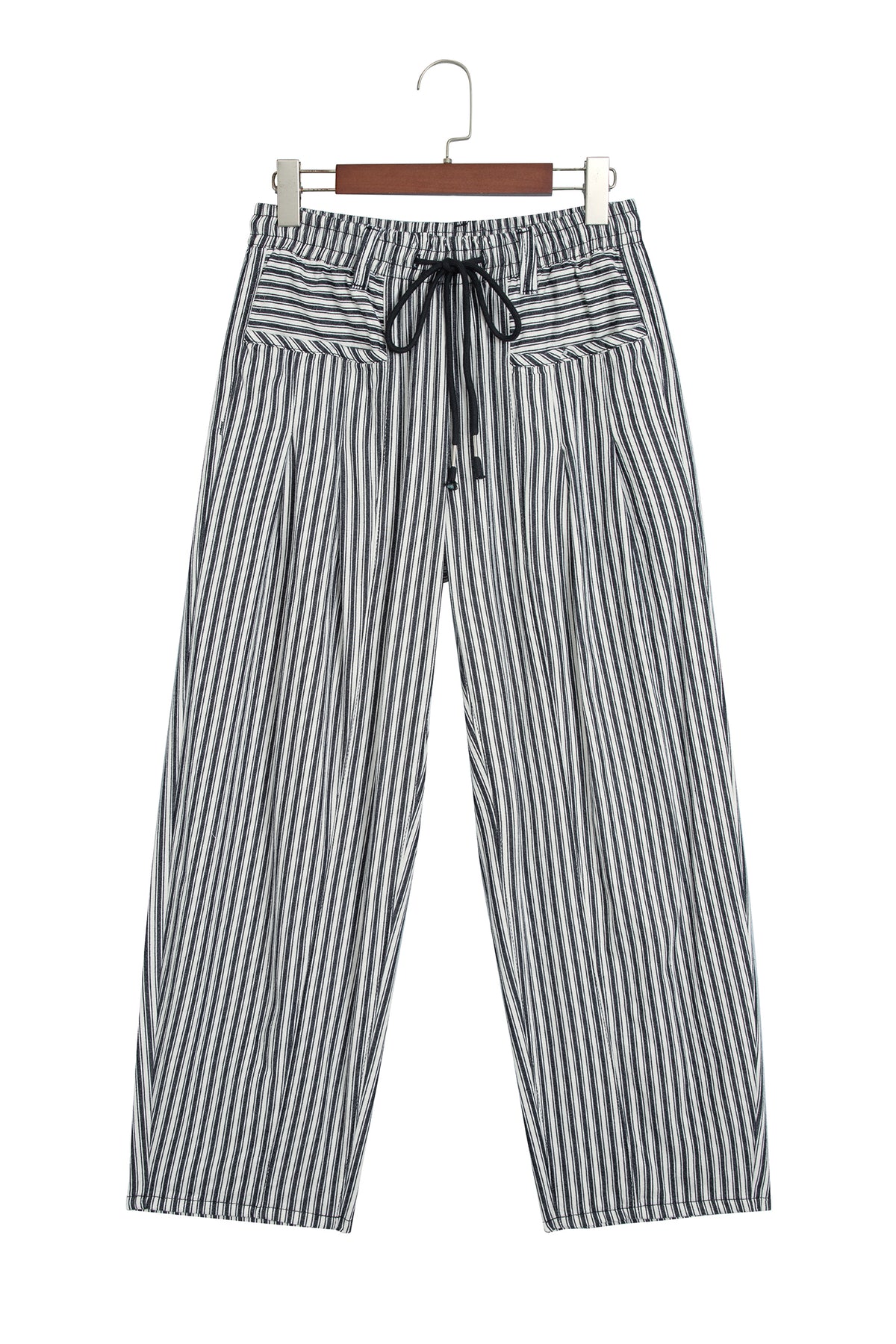 Blue Stripe Drawstring Casual Loose Pants-Bottoms/Pants & Culotte-[Adult]-[Female]-2022 Online Blue Zone Planet