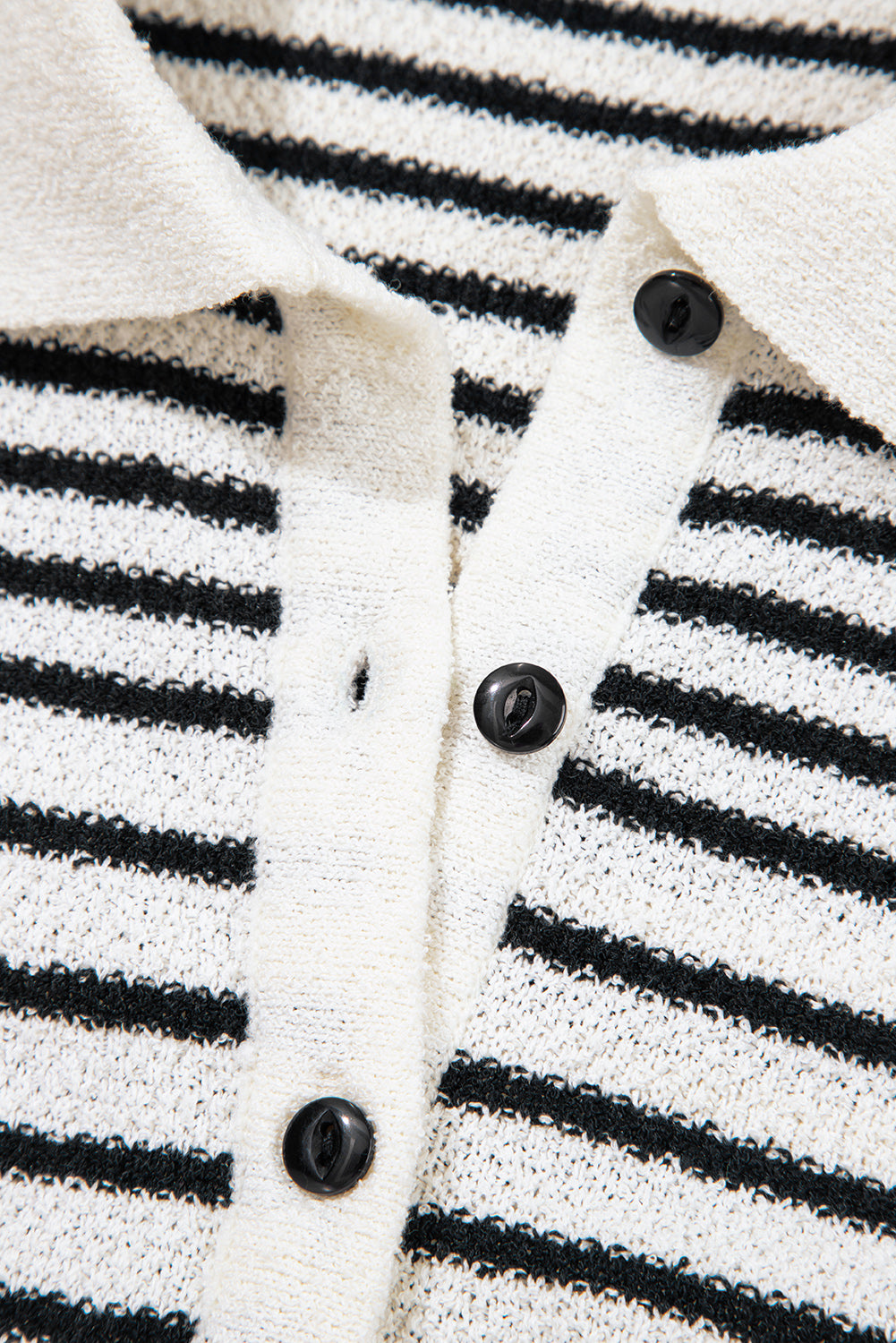 Black Mixed Striped Print Half Placket Collared Cap Sleeve Bodycon Sweater Dress-TOPS / DRESSES-[Adult]-[Female]-2022 Online Blue Zone Planet