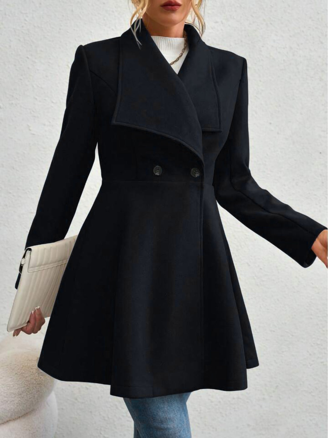 Collared Neck Button Up Long Sleeve Coat-TOPS / DRESSES-[Adult]-[Female]-2022 Online Blue Zone Planet