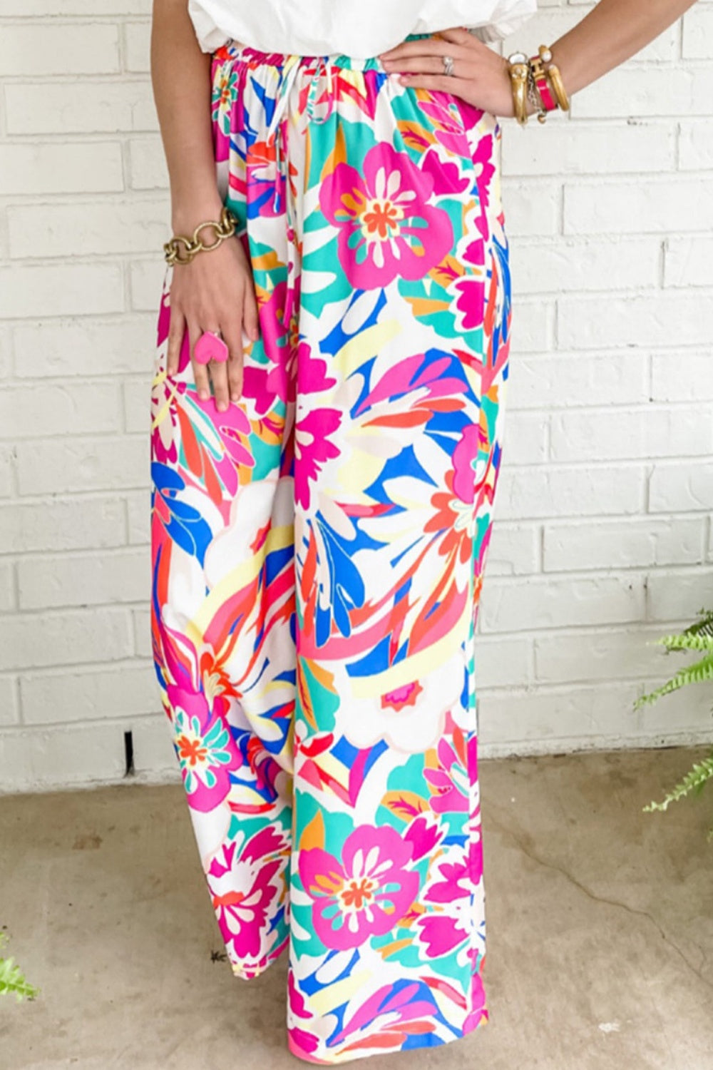 Printed Wide Leg Pants-BOTTOMS SIZES SMALL MEDIUM LARGE-[Adult]-[Female]-2022 Online Blue Zone Planet