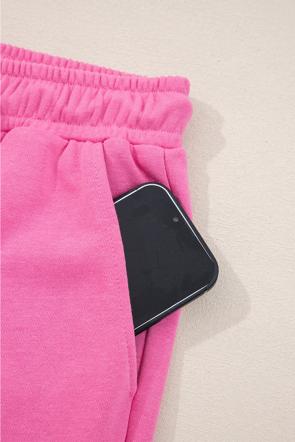 Sachet Pink Solid Color Collared Pullover and Central Seam Pants Set-Two Piece Sets/Pant Sets-[Adult]-[Female]-2022 Online Blue Zone Planet