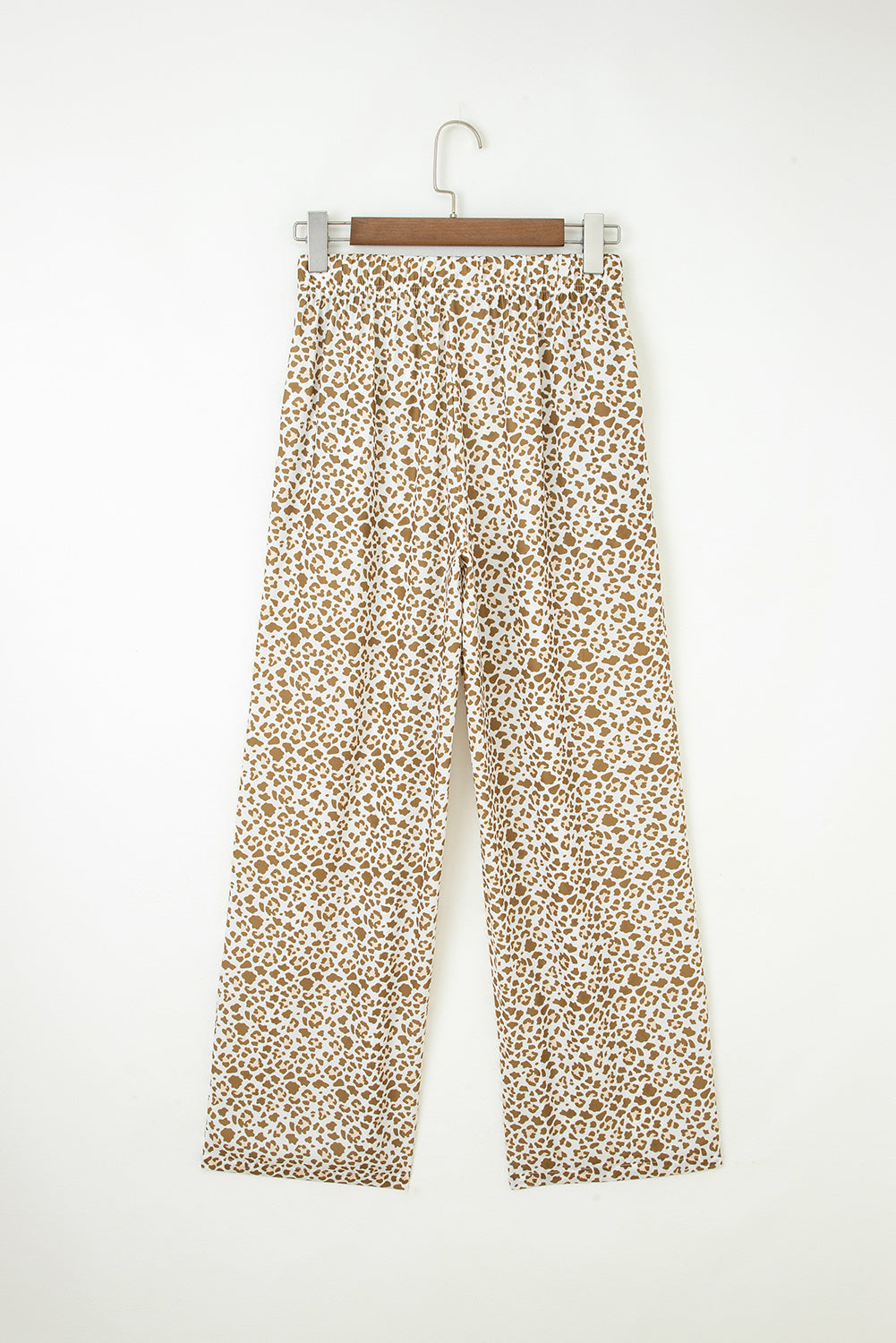 Khaki Leopard Drawstring Elastic Waistband Loose Pants-Bottoms/Pants & Culotte-[Adult]-[Female]-2022 Online Blue Zone Planet