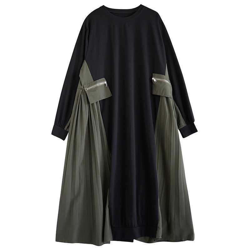 Laura's Elegant Long Sleeve Pleated Maxi Dress-TOPS / DRESSES-[Adult]-[Female]-Black with green-One Size-2022 Online Blue Zone Planet