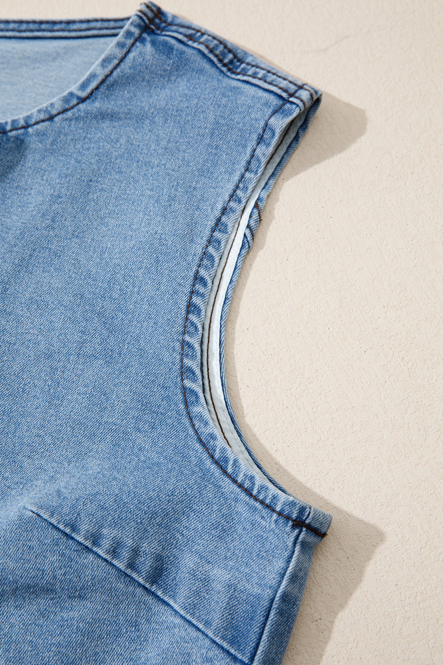 Black Buttoned Front Slit Denim Vest-Tops/Tank Tops-[Adult]-[Female]-2022 Online Blue Zone Planet