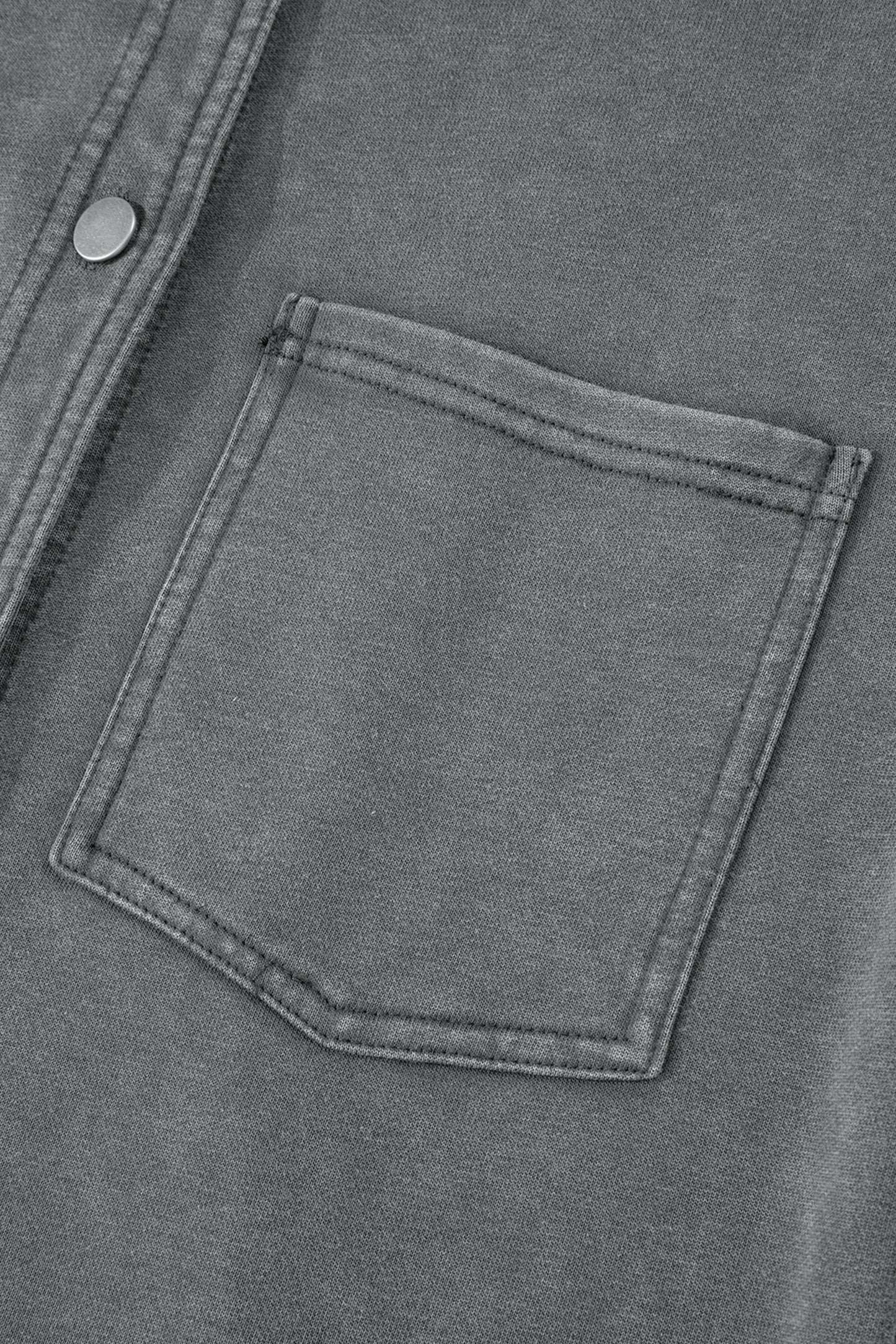 Medium Grey Mineral Wash Chest Pockets Drop Shoulder Shacket with Side Slit-Outerwear/Jackets-[Adult]-[Female]-2022 Online Blue Zone Planet