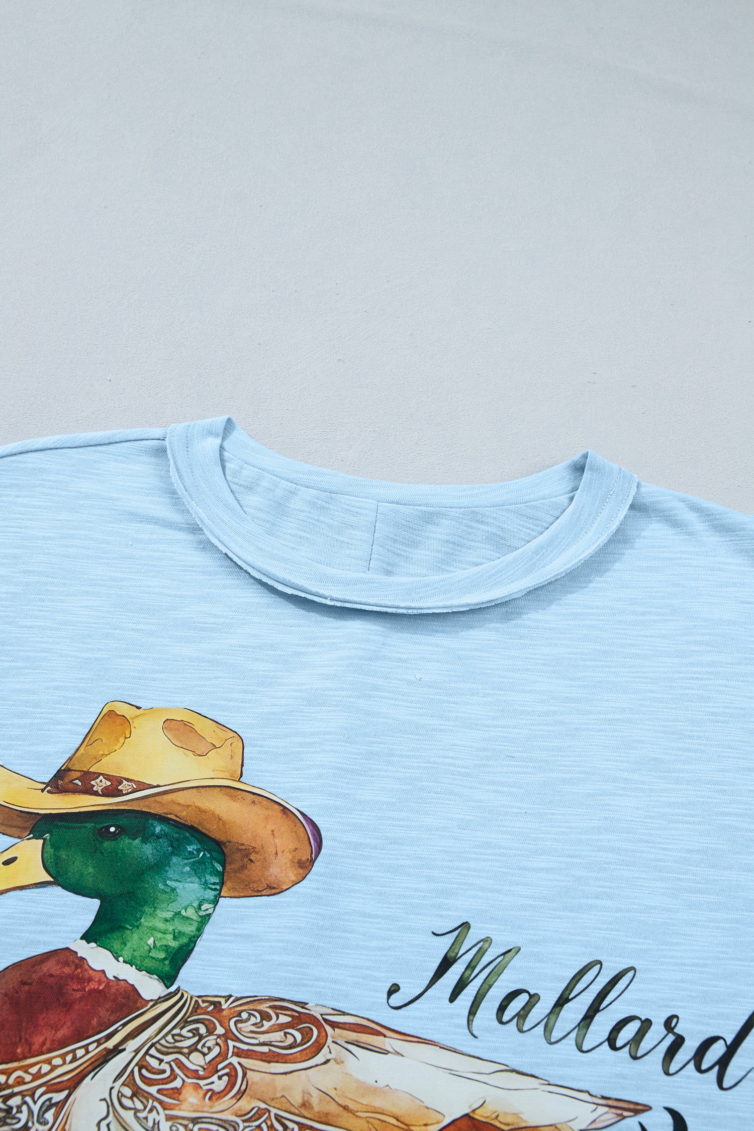 Mist Blue Western Mallard Oversized Tee-Tops/Tops & Tees-[Adult]-[Female]-2022 Online Blue Zone Planet