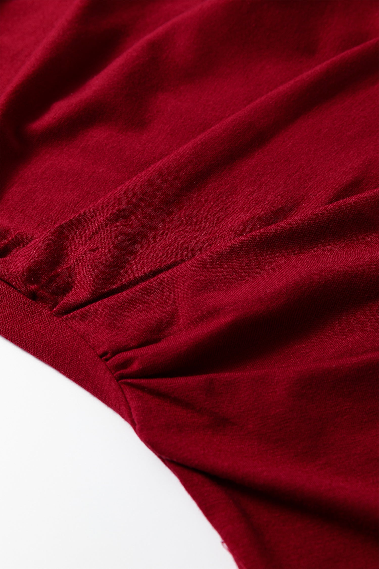 Burgundy Plus Size Solid Color Asymmetric Neck Short Sleeve Blouse-Plus Size/Plus Size Tops/Plus Size Tops & Tees-[Adult]-[Female]-2022 Online Blue Zone Planet