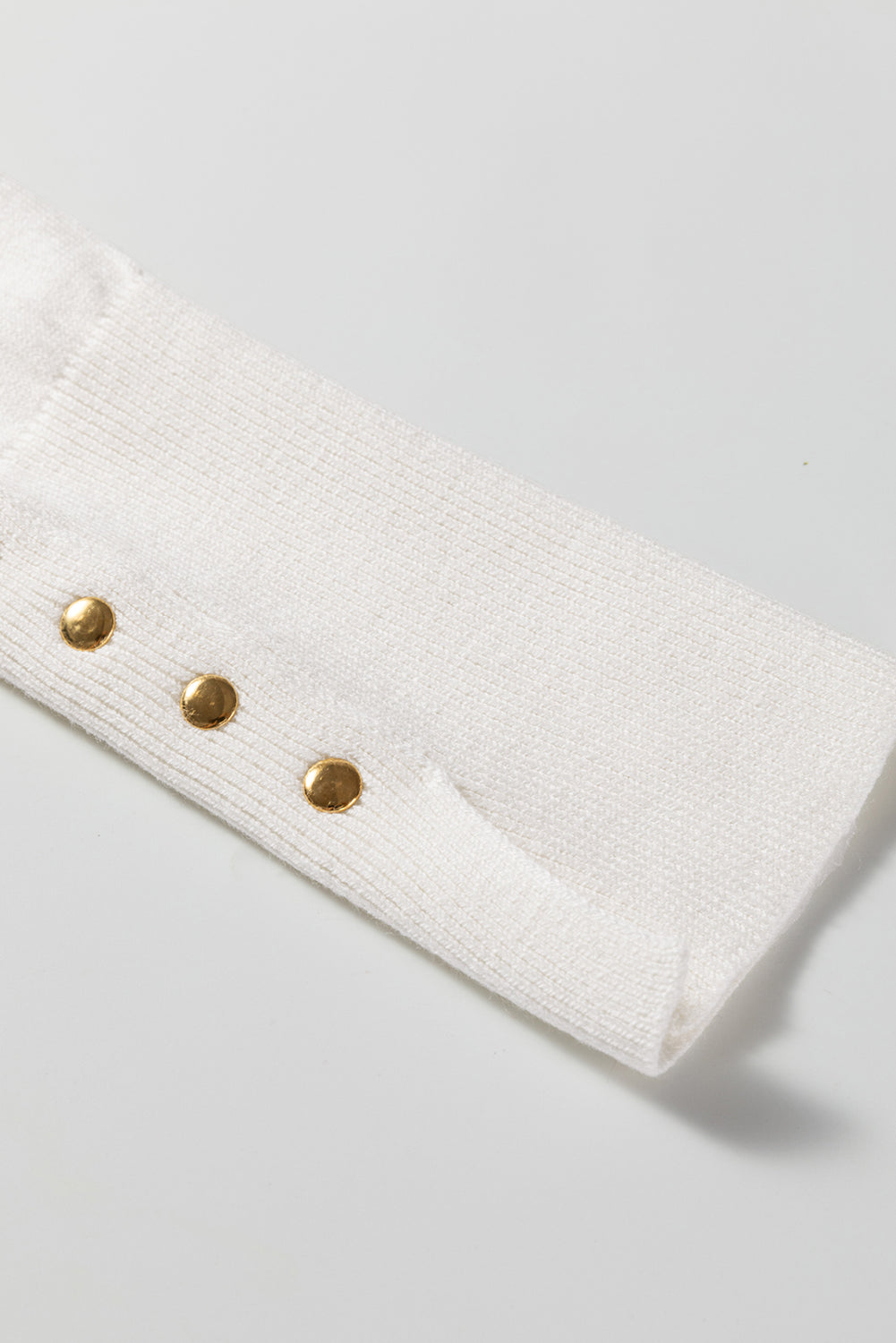 White Button Split Cuffs Round Neck Slim Sweater-TOPS / DRESSES-[Adult]-[Female]-2022 Online Blue Zone Planet