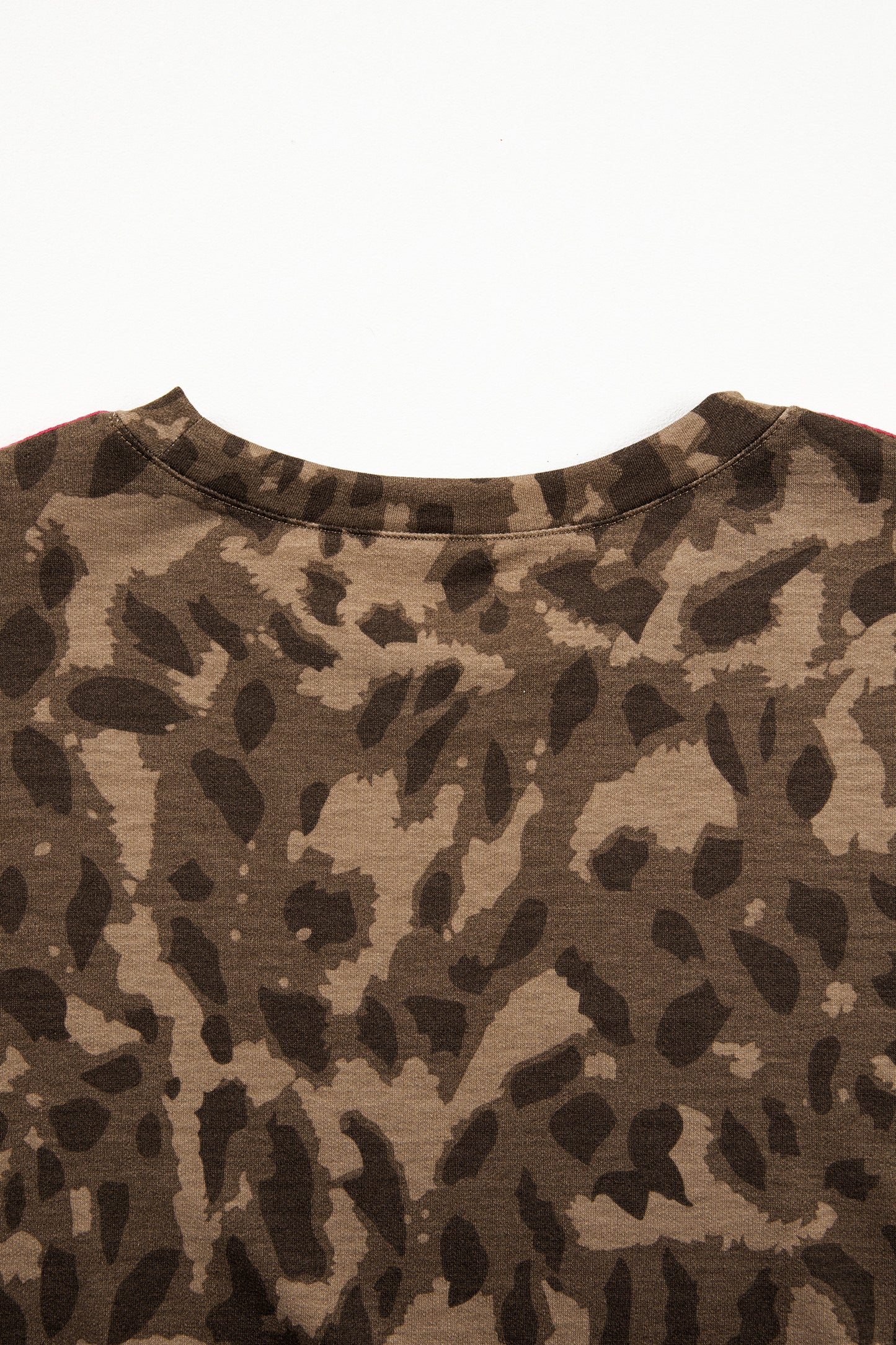 Brown Loose Contrast Striped Accent Leopard T Shirt Mini Dress With Pockets-TOPS / DRESSES-[Adult]-[Female]-2022 Online Blue Zone Planet