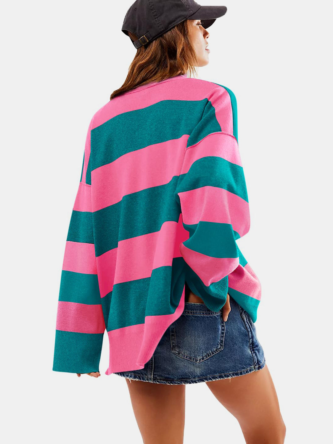 Color Block Half Zip Long Sleeve Sweater-TOPS / DRESSES-[Adult]-[Female]-2022 Online Blue Zone Planet