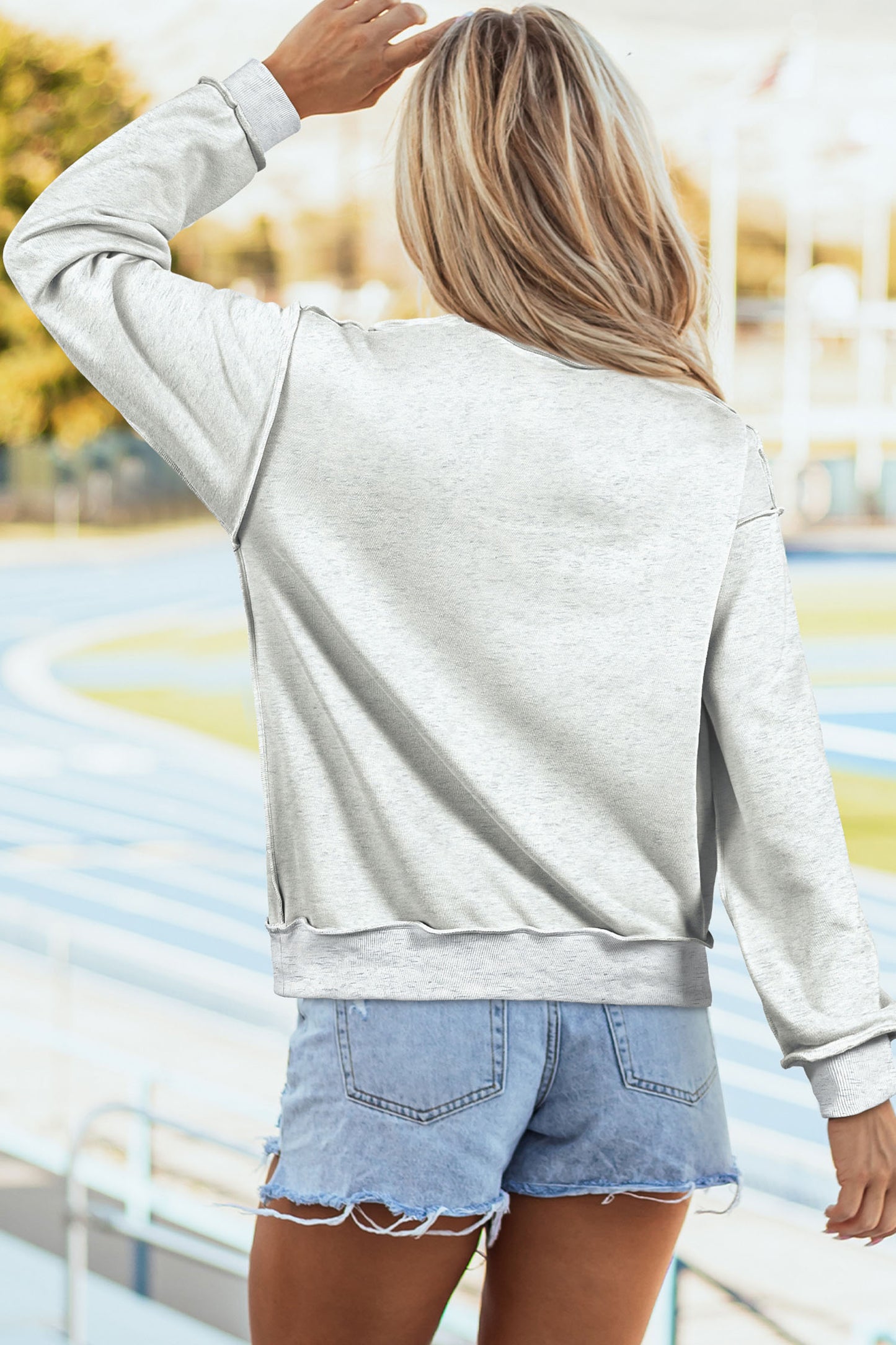 Light Grey OHIO Double Side Printed Mock Neck Reversible Sweatshirt-Graphic/Graphic Sweatshirts-[Adult]-[Female]-2022 Online Blue Zone Planet