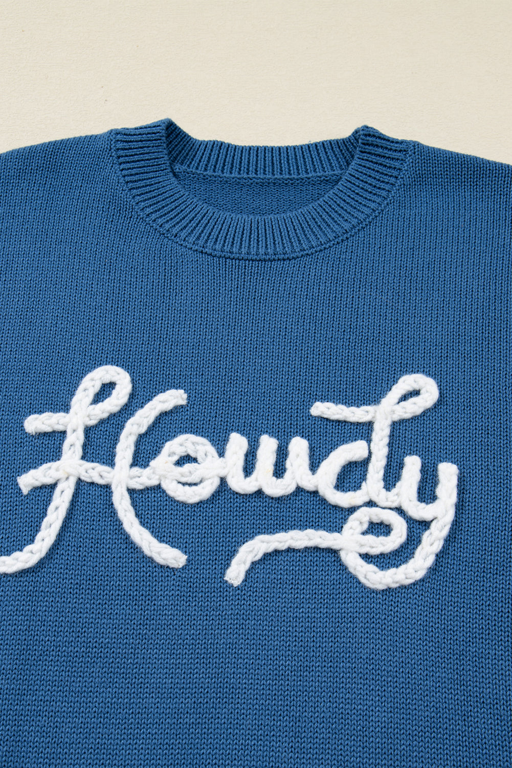 Dusk Blue Howdy Embroidered Graphic Western Sweater-TOPS / DRESSES-[Adult]-[Female]-2022 Online Blue Zone Planet
