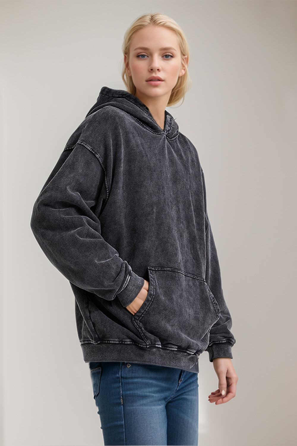 Basic Bae Drop Shoulder Long Sleeve Hoodie with Kangaroo Pocket-TOPS / DRESSES-[Adult]-[Female]-Black-S-2022 Online Blue Zone Planet