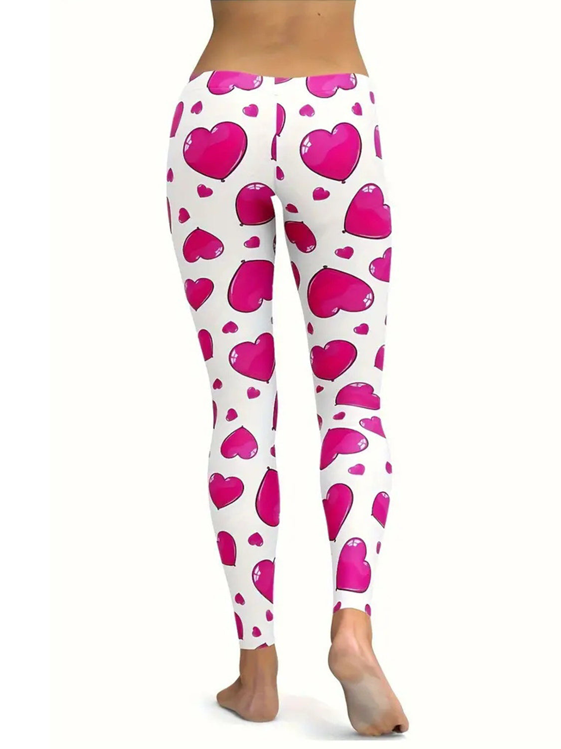 Blue Zone Planet | Heart Print Skinny Pants-BOTTOMS SIZES SMALL MEDIUM LARGE-[Adult]-[Female]-2022 Online Blue Zone Planet