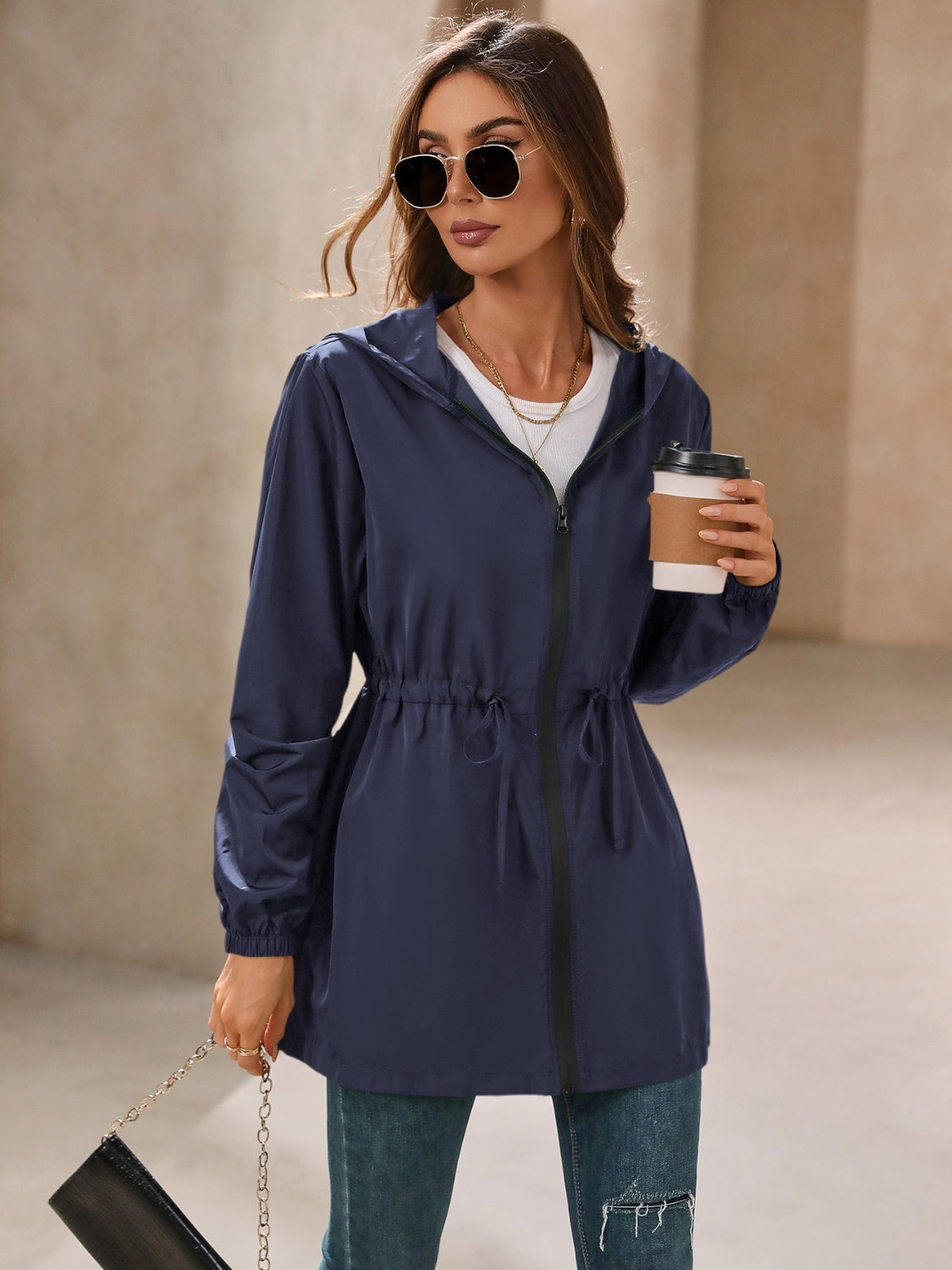 Zip Up Long Sleeve Hooded Jacket-TOPS / DRESSES-[Adult]-[Female]-2022 Online Blue Zone Planet