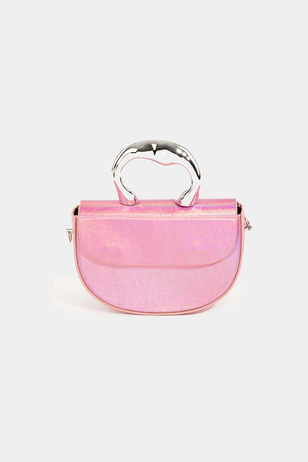 Fame Glossy Semi Circle Top Handle Bag-HANDBAGS-[Adult]-[Female]-Pink-One Size-2022 Online Blue Zone Planet