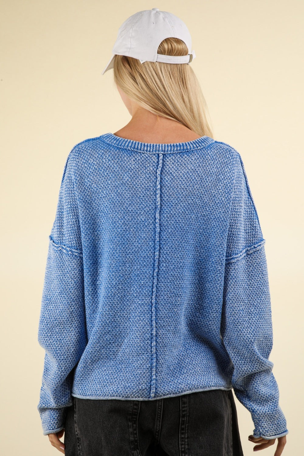 VERY J Mineral Washed Exposed Seam Sweater-TOPS / DRESSES-[Adult]-[Female]-2022 Online Blue Zone Planet