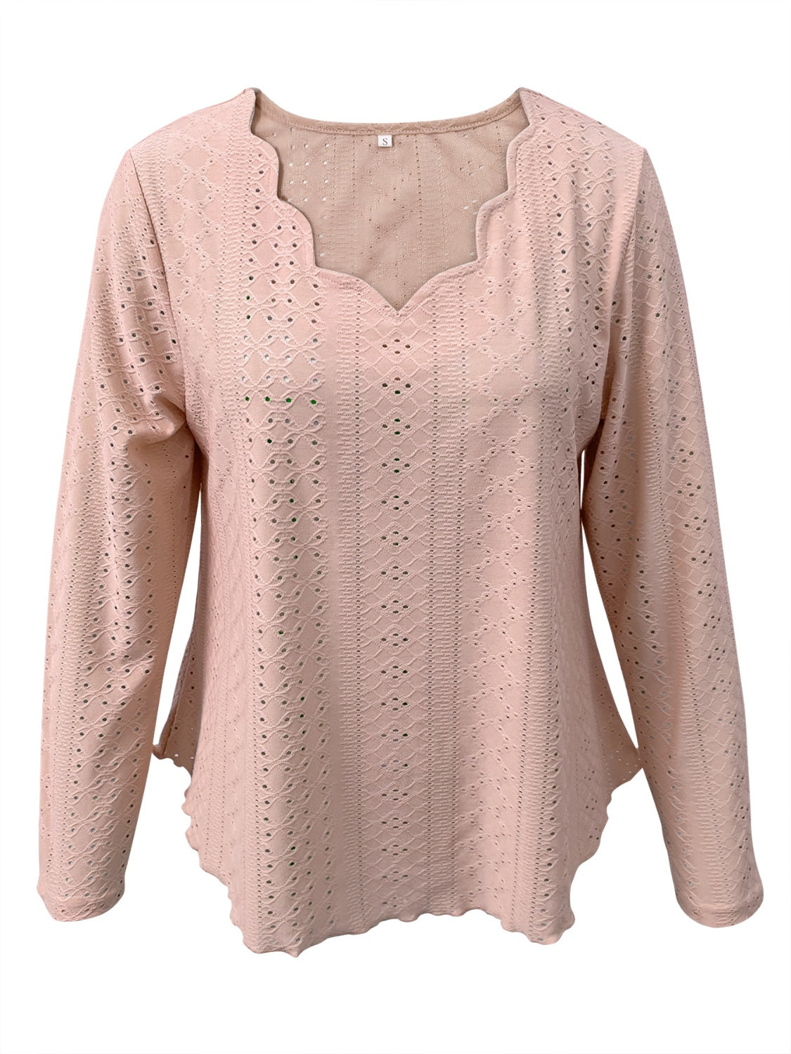 Eyelet Long Sleeve Blouse-TOPS / DRESSES-[Adult]-[Female]-2022 Online Blue Zone Planet