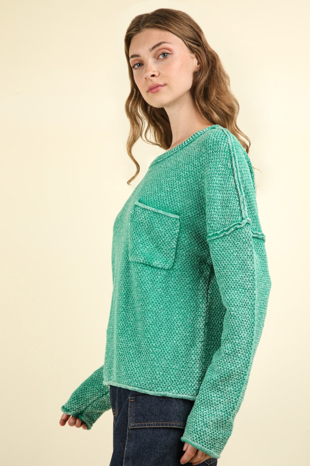 VERY J Mineral Washed Exposed Seam Sweater-TOPS / DRESSES-[Adult]-[Female]-2022 Online Blue Zone Planet