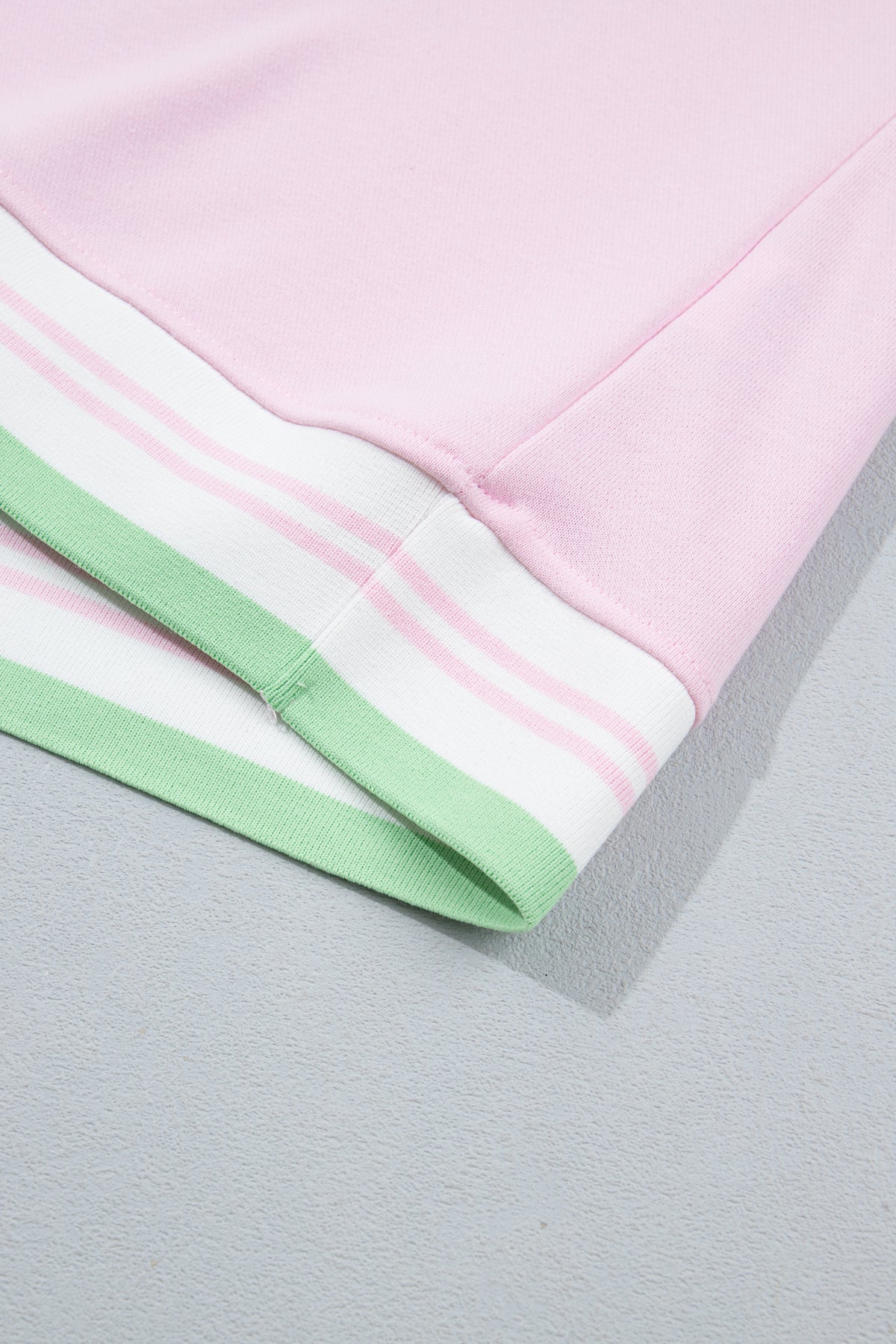 Bright Green Contrast Striped Trim Baggy Pullover Sweatshirt-Tops/Sweatshirts & Hoodies-[Adult]-[Female]-2022 Online Blue Zone Planet
