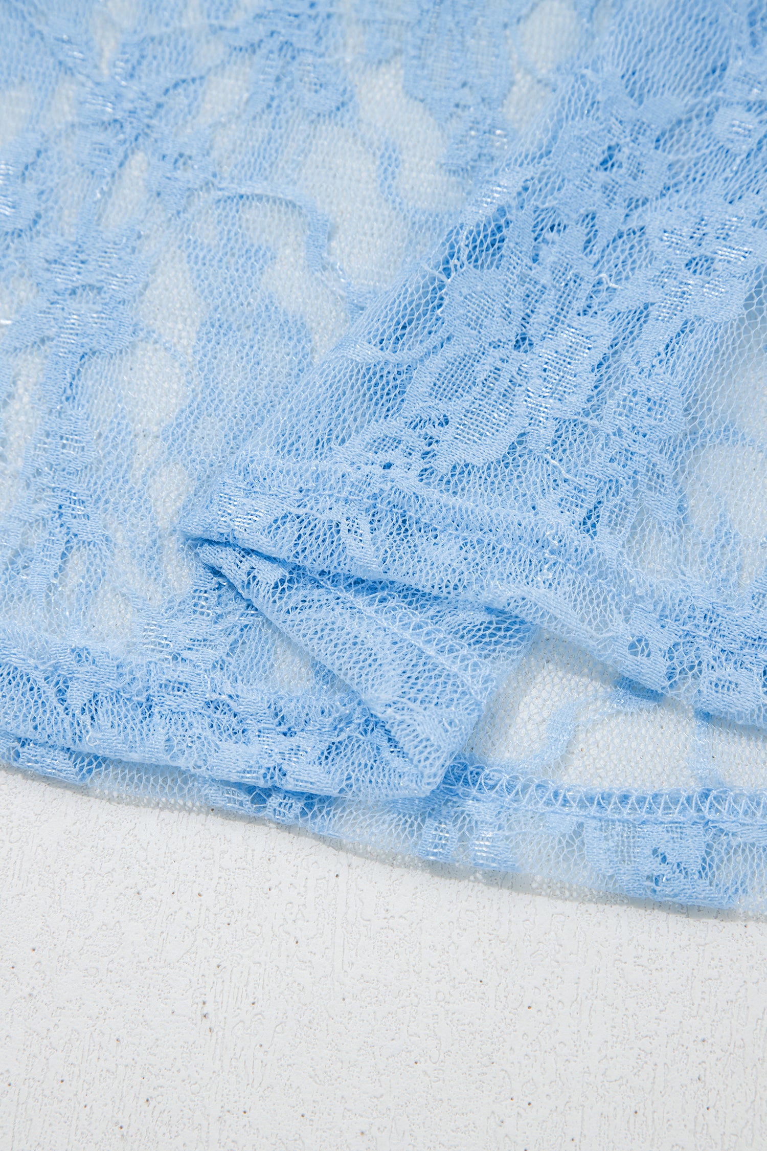 Beau Blue Sheer Floral Lace Boxy Tee-Tops/Tops & Tees-[Adult]-[Female]-2022 Online Blue Zone Planet