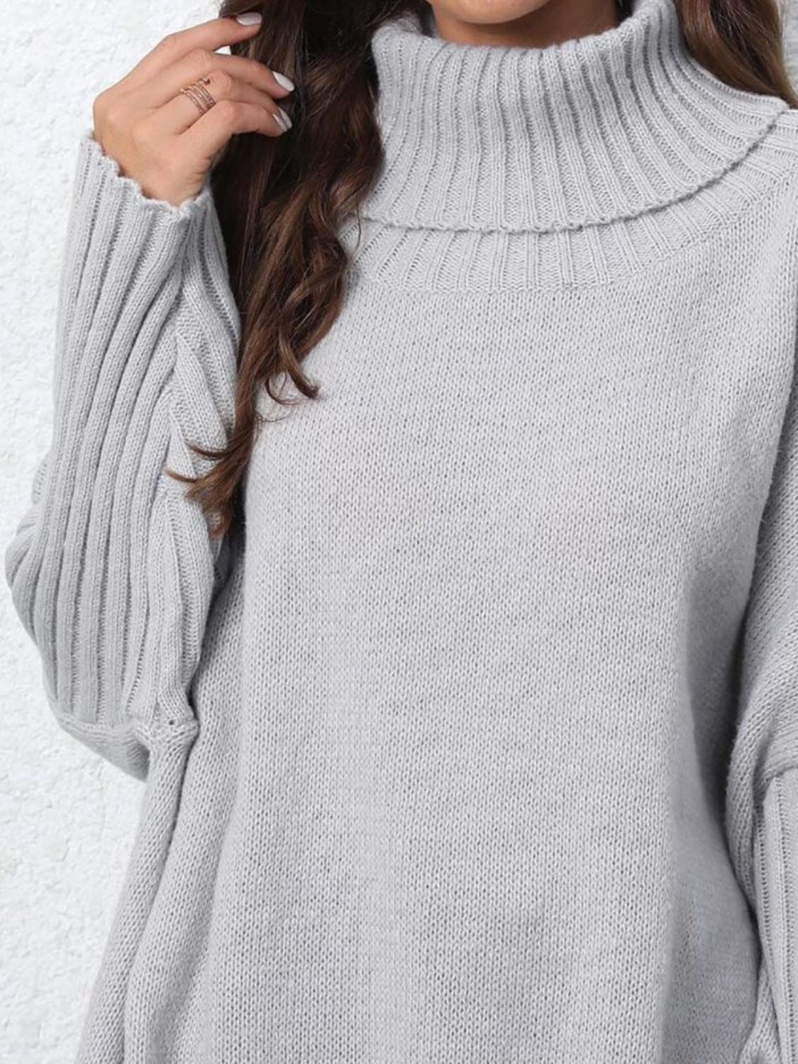 Turtleneck Long Sleeve Sweater-TOPS / DRESSES-[Adult]-[Female]-2022 Online Blue Zone Planet