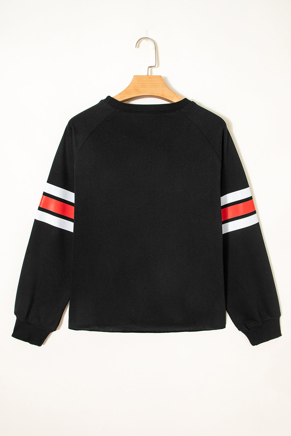 Black Varsity Spirit Striped 89 Graphic Casual Sweatshirt-Tops/Sweatshirts & Hoodies-[Adult]-[Female]-2022 Online Blue Zone Planet