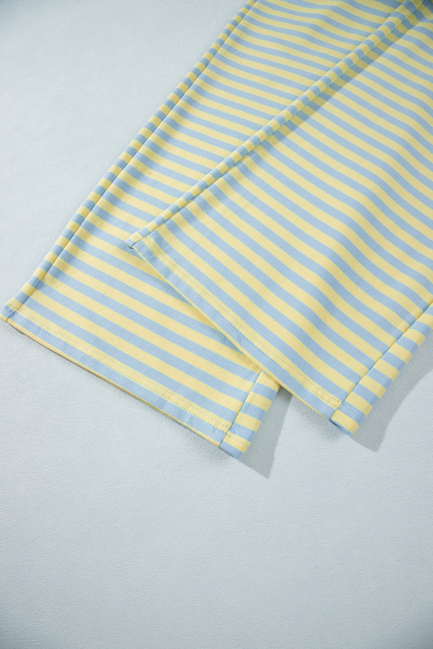 Pink Stripe Colorblock Trim Crew Neck Loose Tee Drawstring Elastic Waist 2pcs Pant Set-Two Piece Sets/Pant Sets-[Adult]-[Female]-2022 Online Blue Zone Planet