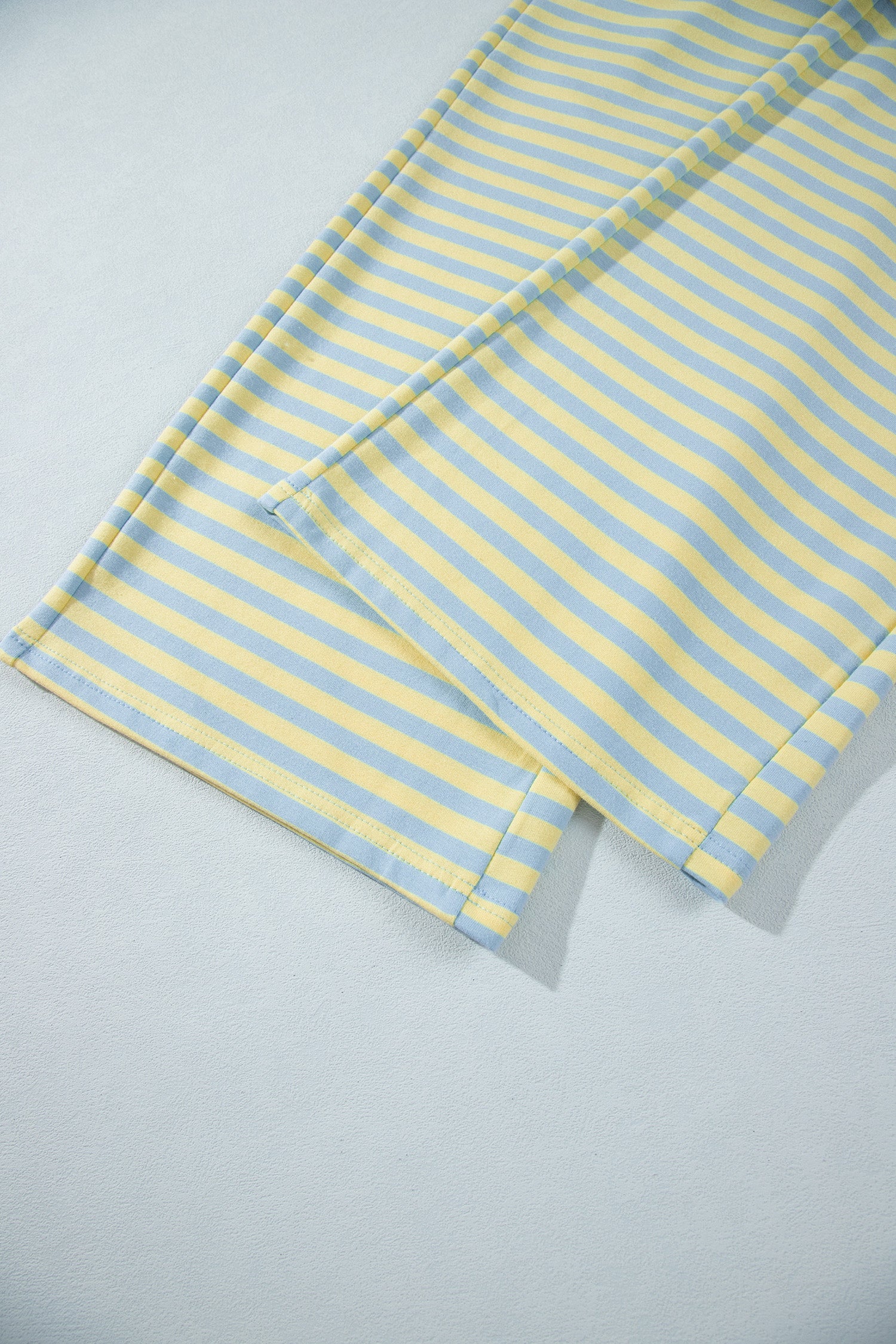 Pink Stripe Colorblock Trim Crew Neck Loose Tee Drawstring Elastic Waist 2pcs Pant Set-Two Piece Sets/Pant Sets-[Adult]-[Female]-2022 Online Blue Zone Planet