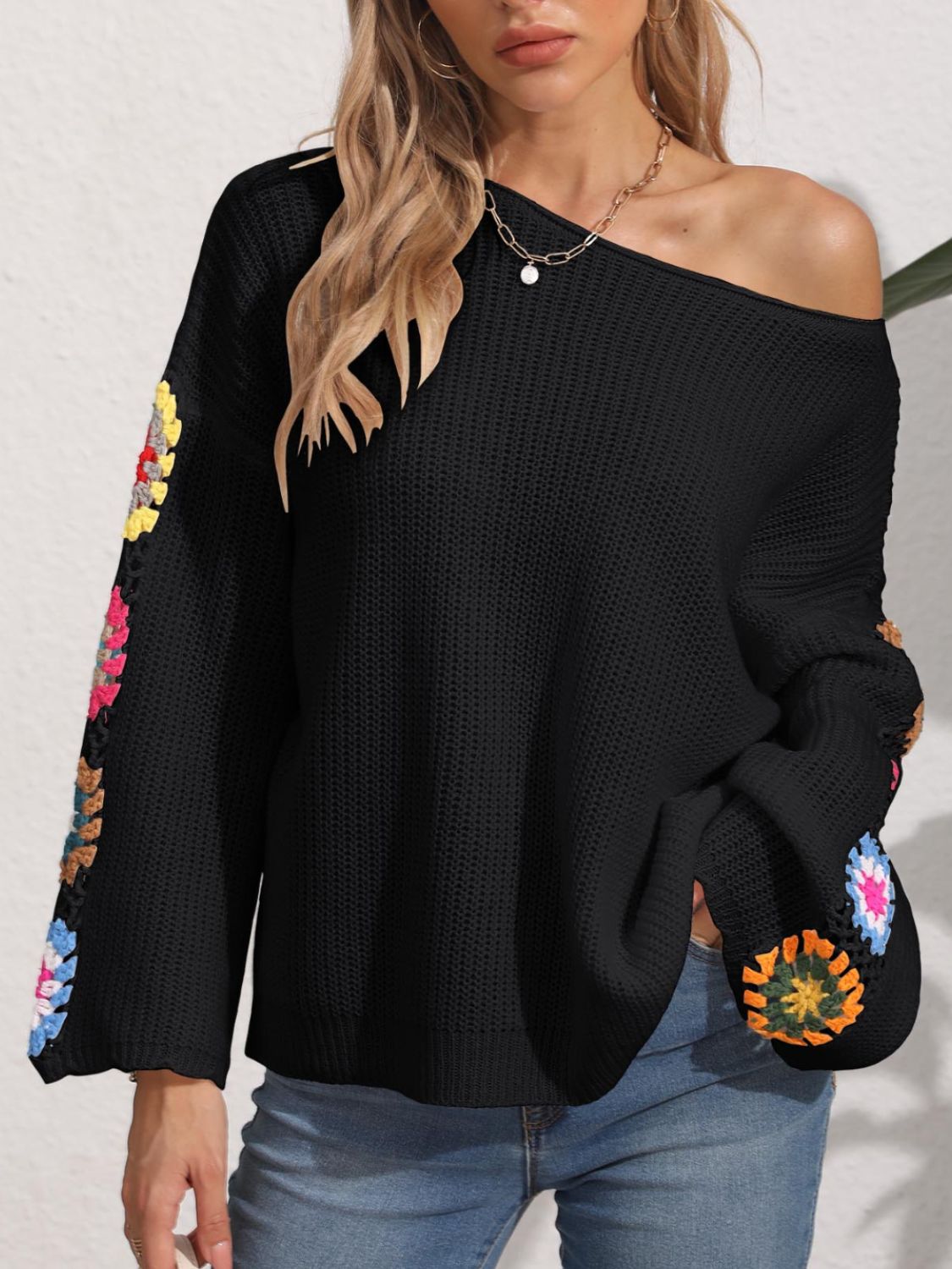 Blue Zone Planet | Crochet Flower Long Sleeve Sweater-TOPS / DRESSES-[Adult]-[Female]-2022 Online Blue Zone Planet